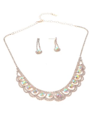 Rhinestone Necklace Earring Set