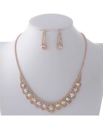 Rhinestone Necklace Earring Set