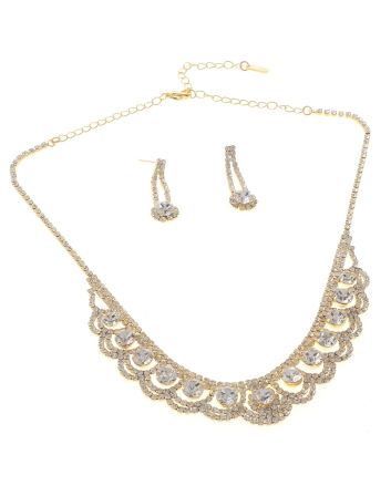 Rhinestone Necklace Earring Set