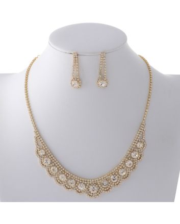 Rhinestone Necklace Earring Set