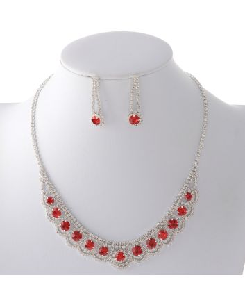 Rhinestone Necklace Earring Set