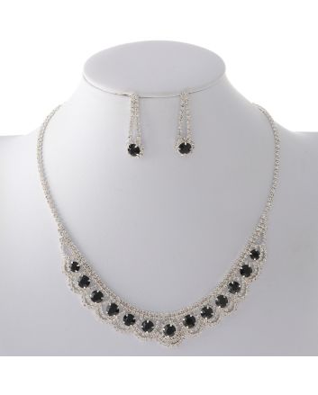 Rhinestone Necklace Earring Set