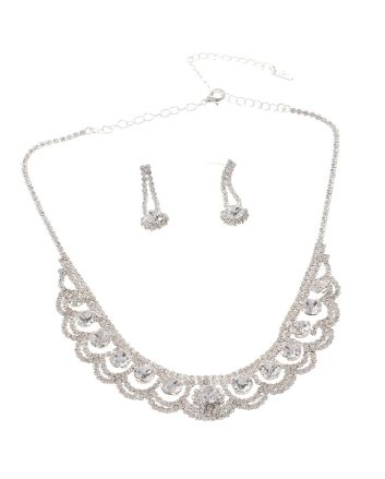 Rhinestone Necklace Earring Set