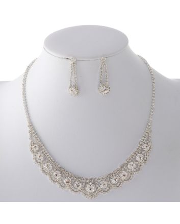 Rhinestone Necklace Earring Set