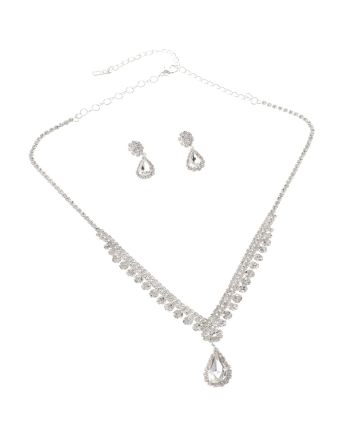 Rhinestone Necklace Earring Set