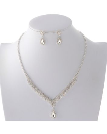Rhinestone Necklace Earring Set