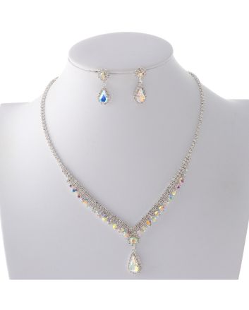 Rhinestone Necklace Earring Set
