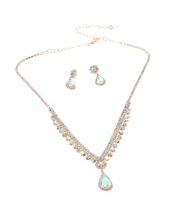 Rhinestone Necklace Earring Set