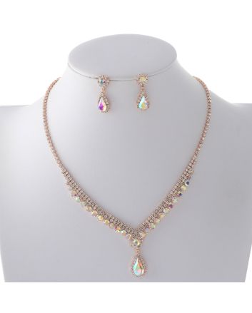 Rhinestone Necklace Earring Set