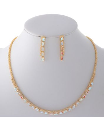 Rhinestone Necklace Earring Set