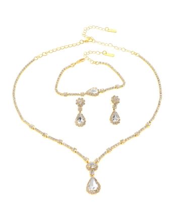 Rhinestone Necklace Bracelet Set