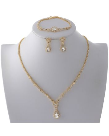Rhinestone Necklace Bracelet Set