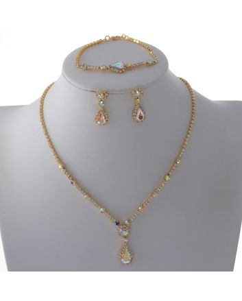 Rhinestone Necklace Bracelet Set