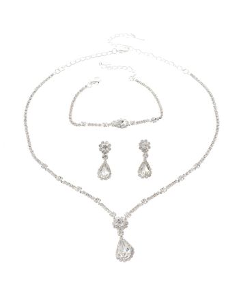 Rhinestone Necklace Bracelet Set