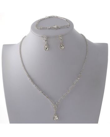 Rhinestone Necklace Bracelet Set
