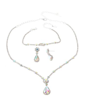 Rhinestone Necklace Bracelet Set