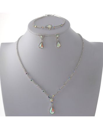 Rhinestone Necklace Bracelet Set