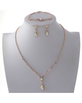 Rhinestone Necklace Bracelet Set