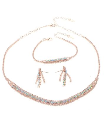 Rhinestone Necklace Bracelet Set