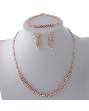 Rhinestone Necklace Bracelet Set