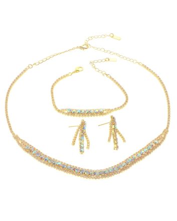 Rhinestone Necklace Bracelet Set 
