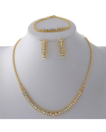 Rhinestone Necklace Bracelet Set