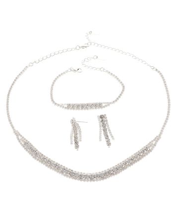 Rhinestone Necklace Bracelet Set