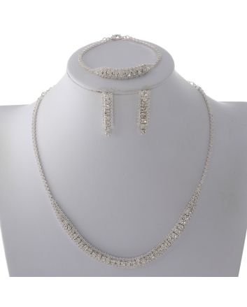 Rhinestone Necklace Bracelet Set