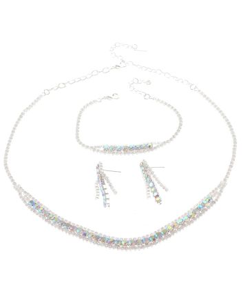 Rhinestone Necklace Bracelet Set