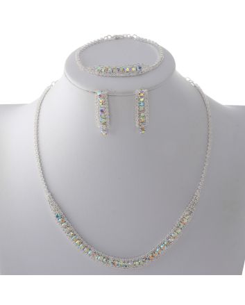 Rhinestone Necklace Bracelet Set