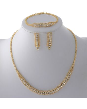 Rhinestone Necklace Bracelet Set