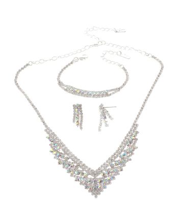 Rhinestone Necklace Bracelet Set