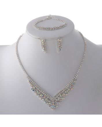Rhinestone Necklace Bracelet Set