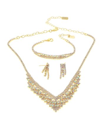 Rhinestone Necklace Bracelet Set