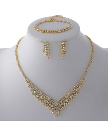 Rhinestone Necklace Bracelet Set
