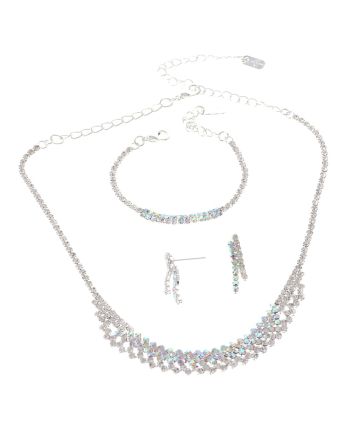 Rhinestone Necklace Bracelet Set