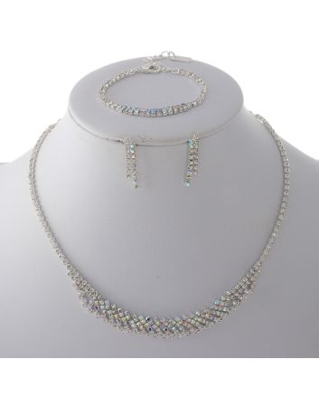 Rhinestone Necklace Bracelet Set