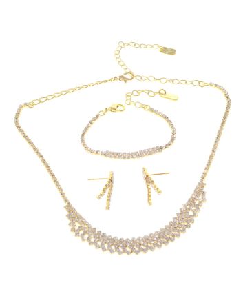 Rhinestone Necklace Bracelet Set