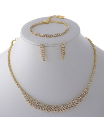 Rhinestone Necklace Bracelet Set