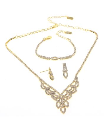 Rhinestone Necklace Bracelet Set 