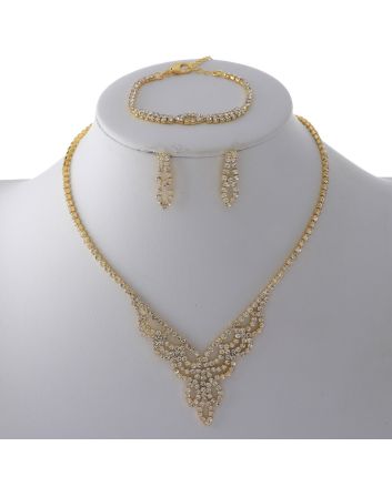 Rhinestone Necklace Bracelet Set 
