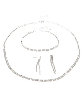 Rhinestone Necklace Bracelet Set
