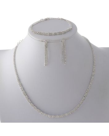 Rhinestone Necklace Bracelet Set