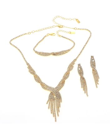 Rhinestone Necklace Bracelet Set