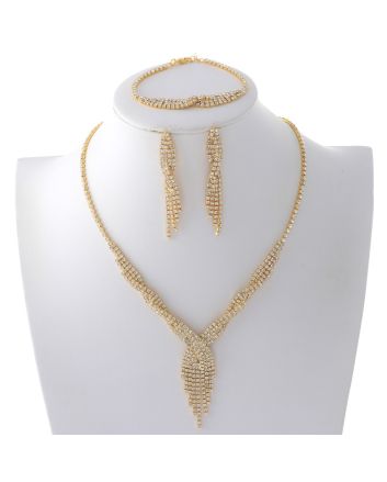 Rhinestone Necklace Bracelet Set