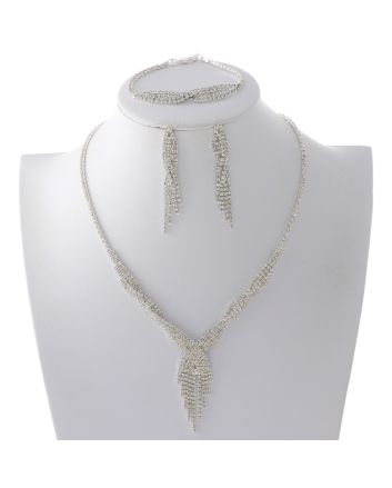 Rhinestone Necklace Bracelet Set