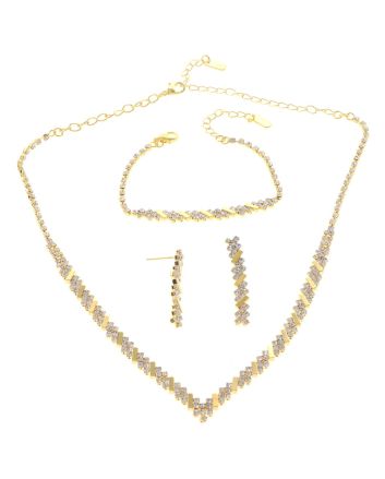 Rhinestone Necklace Bracelet Set 