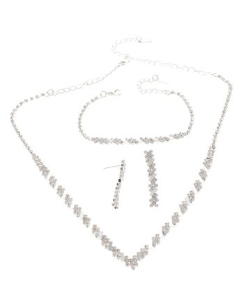 Rhinestone Necklace Bracelet Set