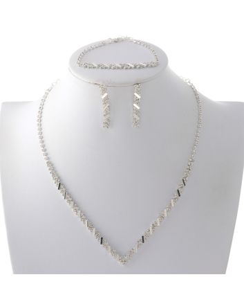 Rhinestone Necklace Bracelet Set