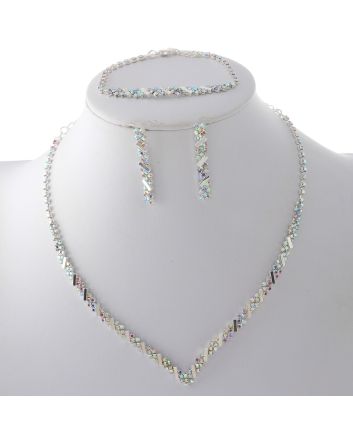 Rhinestone Necklace Bracelet Set